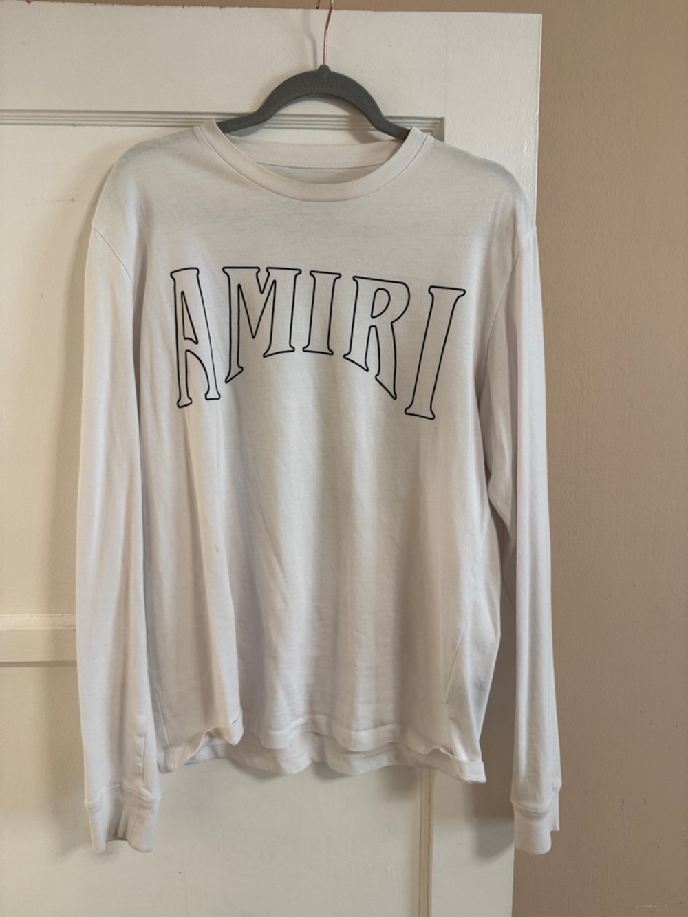 AMIRI White Long Sleeve Tee with Black Outline Logo